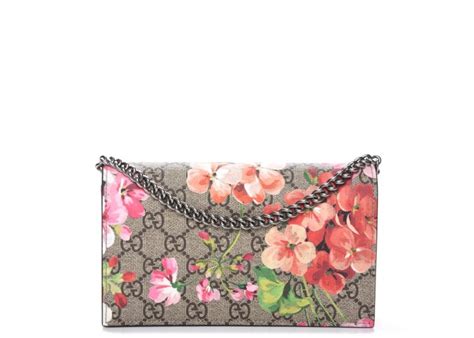 Gucci Chain Wallet Monogram GG Supreme Blooms Antique 